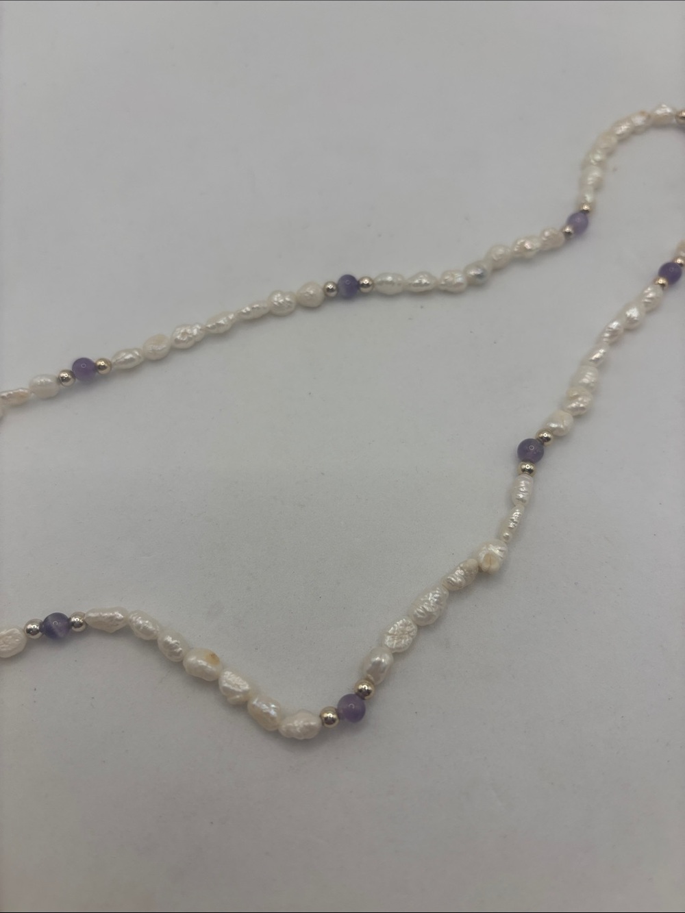 VTG Fresh Water Rice Pearl Amethyst Necklace 17” And Bracelet coastal classic - Picture 6 of 9